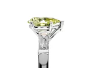3 Stone Engagement Ring Setting for Fancy Yellow Pear-Shaped Center with Tapered Baguettes, Plain Band and Prong Head in Platinum