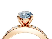 Solitaire Engagement Ring Setting for Fancy Blue Marquise Center with Channel-Set Accents and Prong Head in Rose Gold