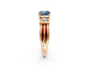 Solitaire Engagement Ring Setting for Fancy Blue Cushion Cut Center with Grooved Bar Accent Band and Prong Head in Rose Gold