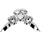 3 Stone Engagement Ring Setting for Oval Center with Pave Twist Band and Prong Head in Platinum