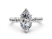 Rope Engagement Ring Setting for Marquise Center with Accent Shoulders and Prong Head in White Gold