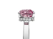 Hidden Halo Engagement Ring Setting for Fancy Pink Cushion Cut Center with Wide Flat Plain Band and Prong Head in Sterling Silver