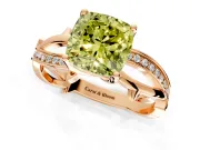 Solitaire Engagement Ring Setting for Fancy Yellow Cushion Cut Center with Pave and Plain Crossover Band and Prong Head in Rose Gold
