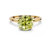 Hidden Halo Engagement Ring Setting for Fancy Yellow Round Cut Center with Thin Round-Wire Band and Prong Head in Yellow Gold