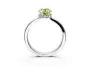 Hidden Halo Engagement Ring Setting for Fancy Yellow Oval Center with Wide Flat Plain Band and Prong Head in Platinum