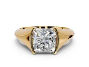 Tension Engagement Ring Setting for Princess Cut Center with Wide Tapered Band and Tension Head in Yellow Gold
