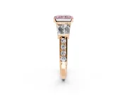 Channel-Set Engagement Ring Setting for Fancy Pink Radiant Cut Center with Baguette Band and Prong Head in Rose Gold