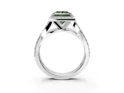 Halo Engagement Ring Setting for Fancy Green Princess Cut Center with Narrow Pave Split Shank and Prong Head in Platinum
