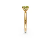 Low-Set Solitaire Engagement Ring Setting for Fancy Yellow Cushion Cut Center with Thin Plain Band and Prong Head in Yellow Gold