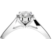 Solitaire Engagement Ring Setting for Pear-Shaped Center with Tapered Shoulders and Prong Head in Sterling Silver
