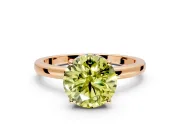 Solitaire Engagement Ring Setting for Fancy Yellow Round Cut Center with Fine Wire Band and Prong Head in Rose Gold