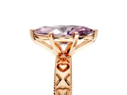 Solitaire Engagement Ring Setting for Fancy Pink Marquise Center with XO Engraved Band and Prong Head in Rose Gold