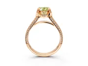 Solitaire Engagement Ring Setting for Fancy Yellow Oval Center with Accented Split Shank and Prong Head in Rose Gold