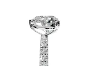 Solitaire Engagement Ring Setting for Heart-Shaped Center with Pave Band and Claw Prong Head in White Gold