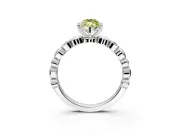Solitaire Engagement Ring Setting for Fancy Yellow Marquise Center with Beaded Bezel Station Band and Prong Head in Platinum