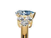 Cluster Engagement Ring Setting for Fancy Blue Pear-Shaped Center with Round Cut Accent Frame and Prong Head in Yellow Gold