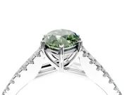 Solitaire Engagement Ring Setting for Fancy Green Marquise Center with Pave Split Shank and Prong Head in Sterling Silver