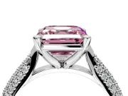 Solitaire Engagement Ring Setting for Fancy Pink Asscher Cut Center with Multi-Row Accents and Prong Head in White Gold