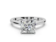 Solitaire Engagement Ring Setting for Princess Cut Center with Narrow Cathedral Band and Prong Head in Sterling Silver