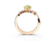 Solitaire Engagement Ring Setting for Fancy Yellow Pear-Shaped Center with Marquise Accent Twist Band and Prong Head in Rose Gold