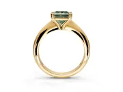 Solitaire Engagement Ring Setting for Fancy Green Princess Cut Center with Reverse Tapered Band and Prong Head in Yellow Gold