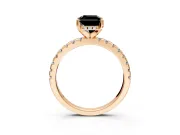 Solitaire Engagement Ring Setting for Fancy Black Radiant Cut Center with Band of Accents and Prong Head in Rose Gold