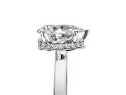 Hidden Halo Engagement Ring Setting for Pear-Shaped Center with Wide Flat Plain Band and Prong Head in Platinum