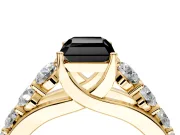 Solitaire Engagement Ring Setting for Fancy Black Radiant Cut Center with Graduated Shared Prongs and Prong Head in Yellow Gold