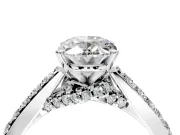 Solitaire Engagement Ring Setting for Oval Center with Crossover Accents and Prong Head in Platinum