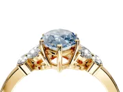 Solitaire Engagement Ring Setting for Fancy Blue Marquise Center with Marquise Flower Shoulders and Prong Head in Yellow Gold