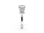 Floral Engagement Ring Setting for Asscher Cut Center with Marquise Cluster Shoulders and Prong Head in Sterling Silver
