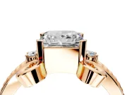 Solitaire Engagement Ring Setting for Princess Cut Center with Twisted Band and Scroll Prong Head in Rose Gold