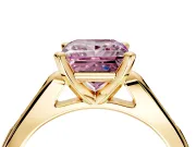 Solitaire Engagement Ring Setting for Fancy Pink Princess Cut Center with Channel Accents and Prong Head in Yellow Gold