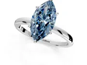 Hidden Halo Engagement Ring Setting for Fancy Blue Marquise Center with Plain Band and Tall Prong Head in Sterling Silver