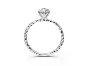 Solitaire Engagement Ring Setting for Pear-Shaped Center with Plain Twisted Rope Band and Prong Head in Platinum