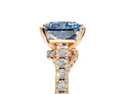 Solitaire Engagement Ring Setting for Fancy Blue Radiant Cut Center with Crossover Accents and Prong Head in Rose Gold