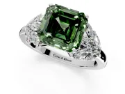 Leaf Cluster Engagement Ring Setting for Fancy Green Asscher Cut Center with Marquise Accents and Prong Head in Platinum