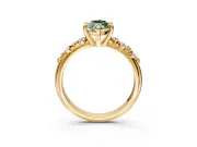 Solitaire Engagement Ring Setting for Fancy Green Marquise Center with Trailing Leaf Accent Band and Prong Head in Yellow Gold