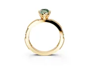 Solitaire Engagement Ring Setting for Fancy Green Marquise Center with Milgrain-Edged Pave Band and Prong Head in Yellow Gold