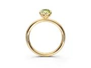Low-Set Solitaire Engagement Ring Setting for Fancy Yellow Oval Center with Thin Plain Band and Prong Head in Yellow Gold