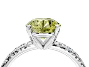 Solitaire Engagement Ring Setting for Fancy Yellow Round Cut Center with Large Accents and Prong Head in Platinum