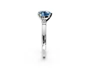 Solitaire Engagement Ring Setting for Fancy Blue Heart-Shaped Center with Beaded Shoulders and Prong Head in White Gold