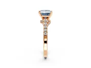 Solitaire Engagement Ring Setting for Fancy Blue Princess Cut Center with Crossover Accents and Prong Head in Rose Gold