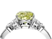 Solitaire Engagement Ring Setting for Fancy Yellow Cushion Cut Center with Marquise Flower Shoulders and Prong Head in Platinum