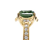 Floral Engagement Ring Setting for Fancy Green Asscher Cut Center with Four Accent Clusters and Prong Head in Yellow Gold
