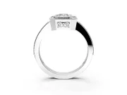 Halo Engagement Ring Setting for Emerald Cut Center with Milgrain Halo, Pave Band and Prong Head in Platinum