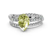 Solitaire Engagement Ring Setting for Fancy Yellow Pear-Shaped Center with Woven 3-Strand Pave Band and Prong Head in Sterling Silver