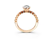Solitaire Engagement Ring Setting for Marquise Center with Bezel-Dot Beaded Band and Prong Head in Rose Gold