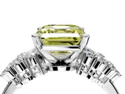 Cluster Engagement Ring Setting for Fancy Yellow Asscher Cut Center with 2-Row Shoulder Clusters and Prong Head in Platinum