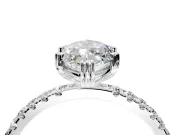 Solitaire Engagement Ring Setting for Marquise Center with Pave Band and Claw Prong Head in White Gold